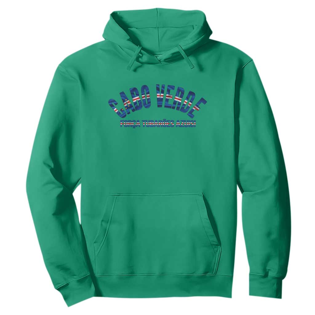 Forca Tubaroes Azuis Cabo Verde National Pride Hoodie Cape Verde Football Fans Blue Sharks Heritage