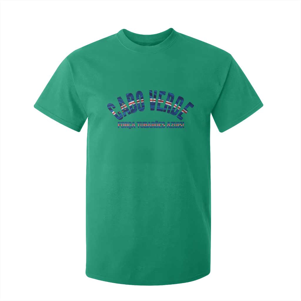 Forca Tubaroes Azuis Cabo Verde National Pride T Shirt For Kid Cape Verde Football Fans Blue Sharks Heritage