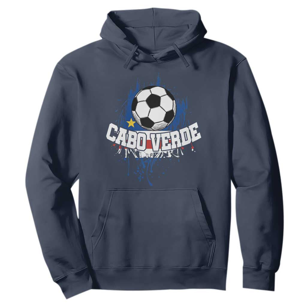 Cabo Verde Flag Football Graphic Hoodie Cape Verde Soccer Fans Artistic Pride