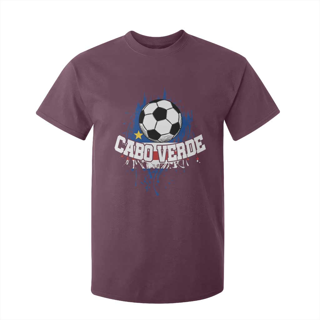 Cabo Verde Flag Football Graphic T Shirt For Kid Cape Verde Soccer Fans Artistic Pride