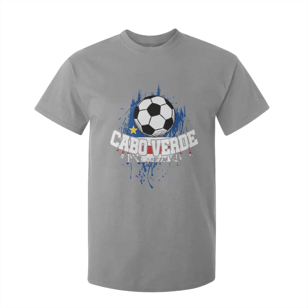 Cabo Verde Flag Football Graphic T Shirt For Kid Cape Verde Soccer Fans Artistic Pride