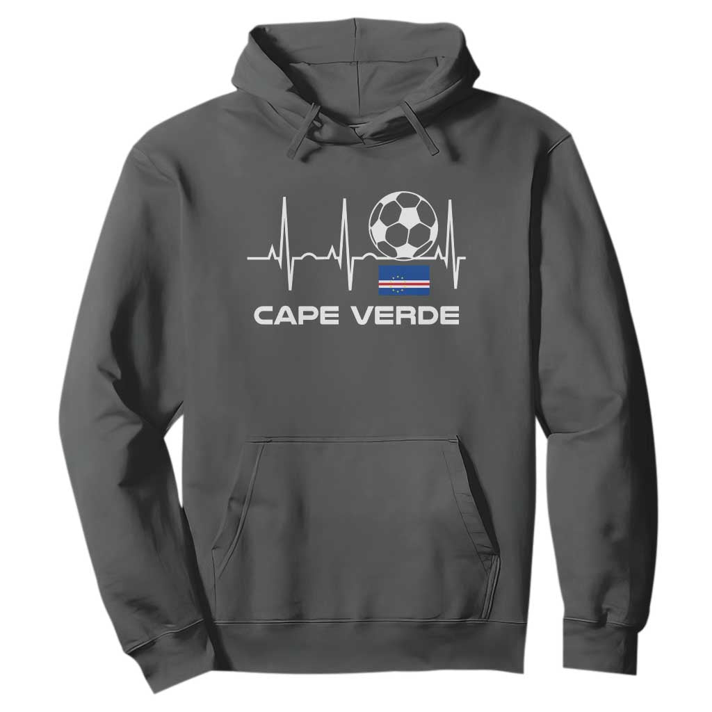 Cape Verde Soccer Heartbeat EKG Pulse Graphic Hoodie Cabo Verde Football Fans Pride