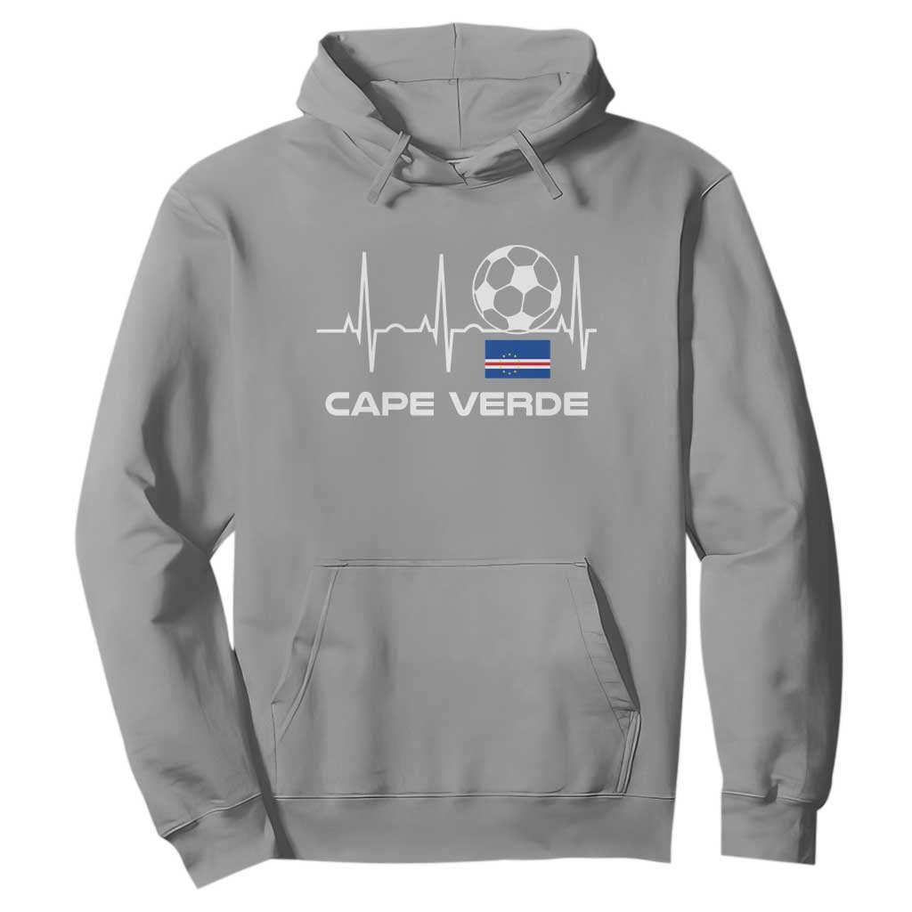 Cape Verde Soccer Heartbeat EKG Pulse Graphic Hoodie Cabo Verde Football Fans Pride