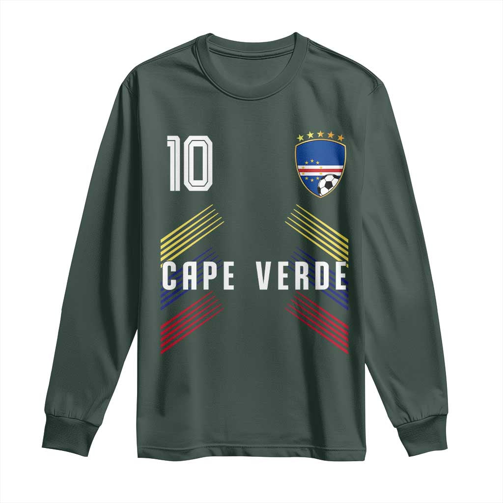 Cabo Verde Football Crest Pride Jersey Style Long Sleeve Shirt Cape Verde Soccer Fan Number 10 Athletic