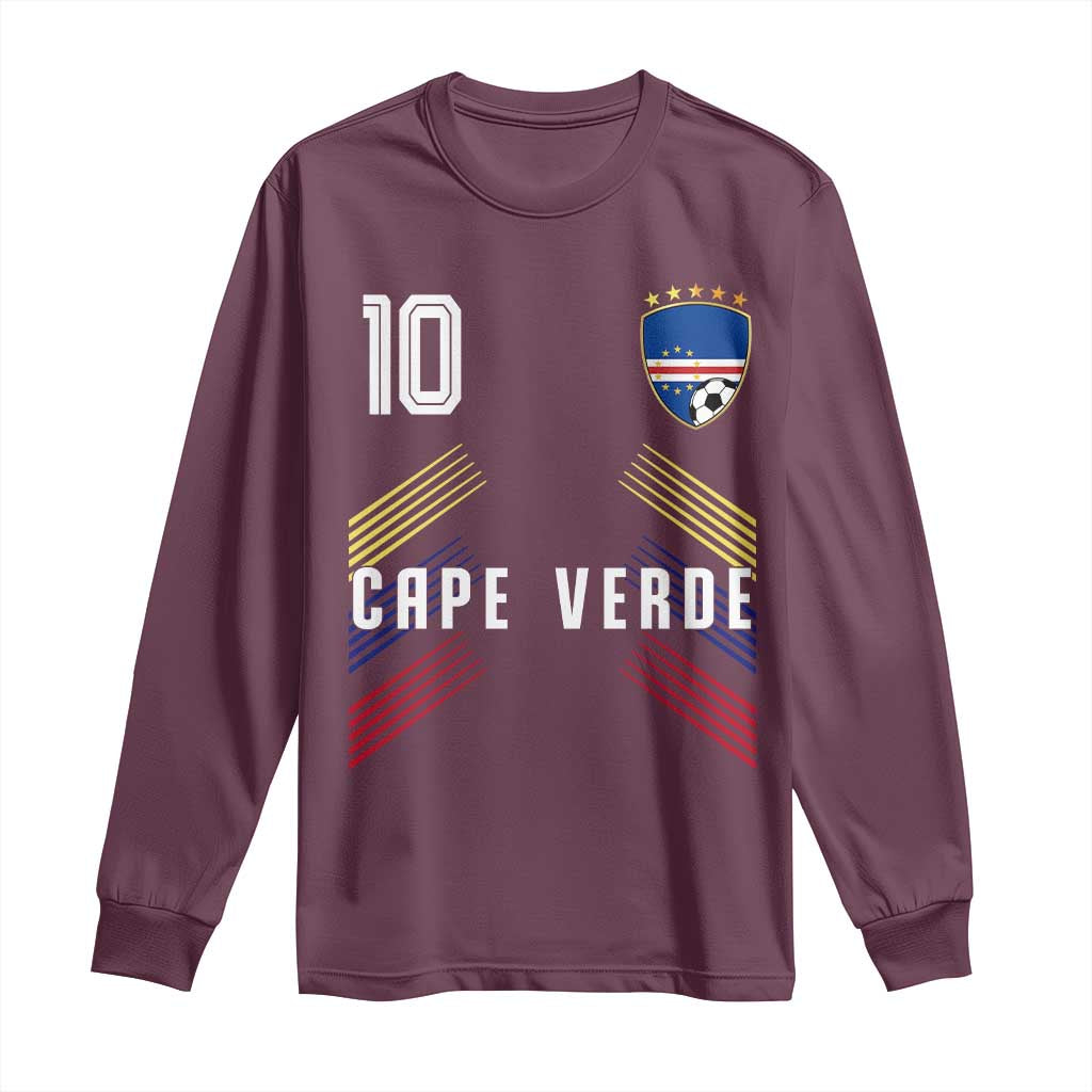 Cabo Verde Football Crest Pride Jersey Style Long Sleeve Shirt Cape Verde Soccer Fan Number 10 Athletic
