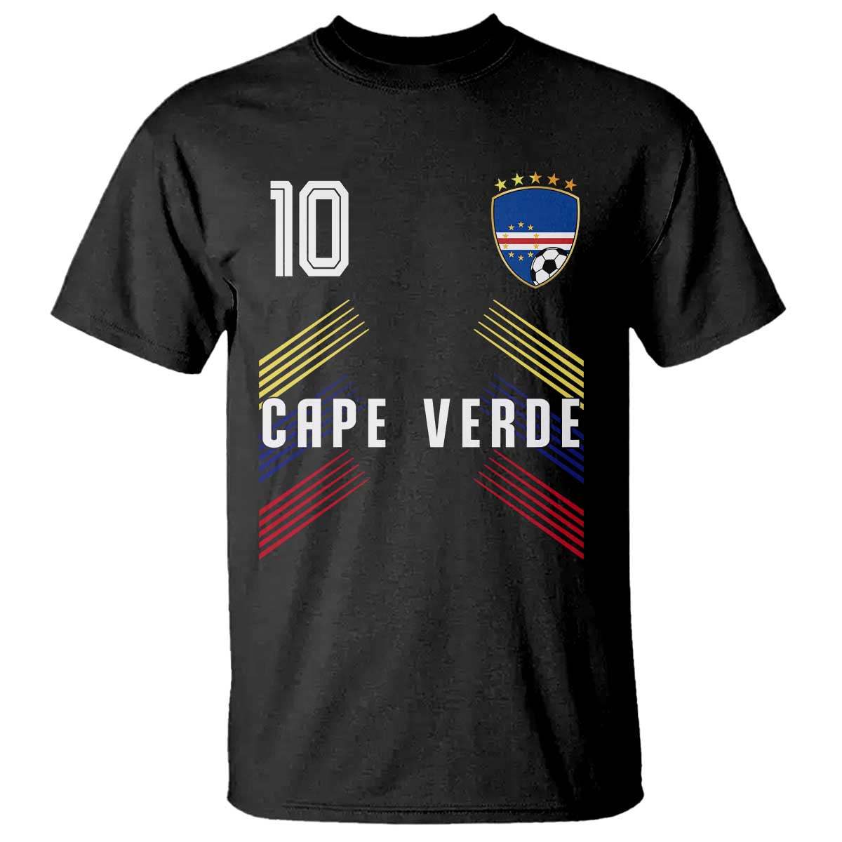 Cabo Verde Football Crest Pride Jersey Style T Shirt Cape Verde Soccer Fan Number 10 Athletic