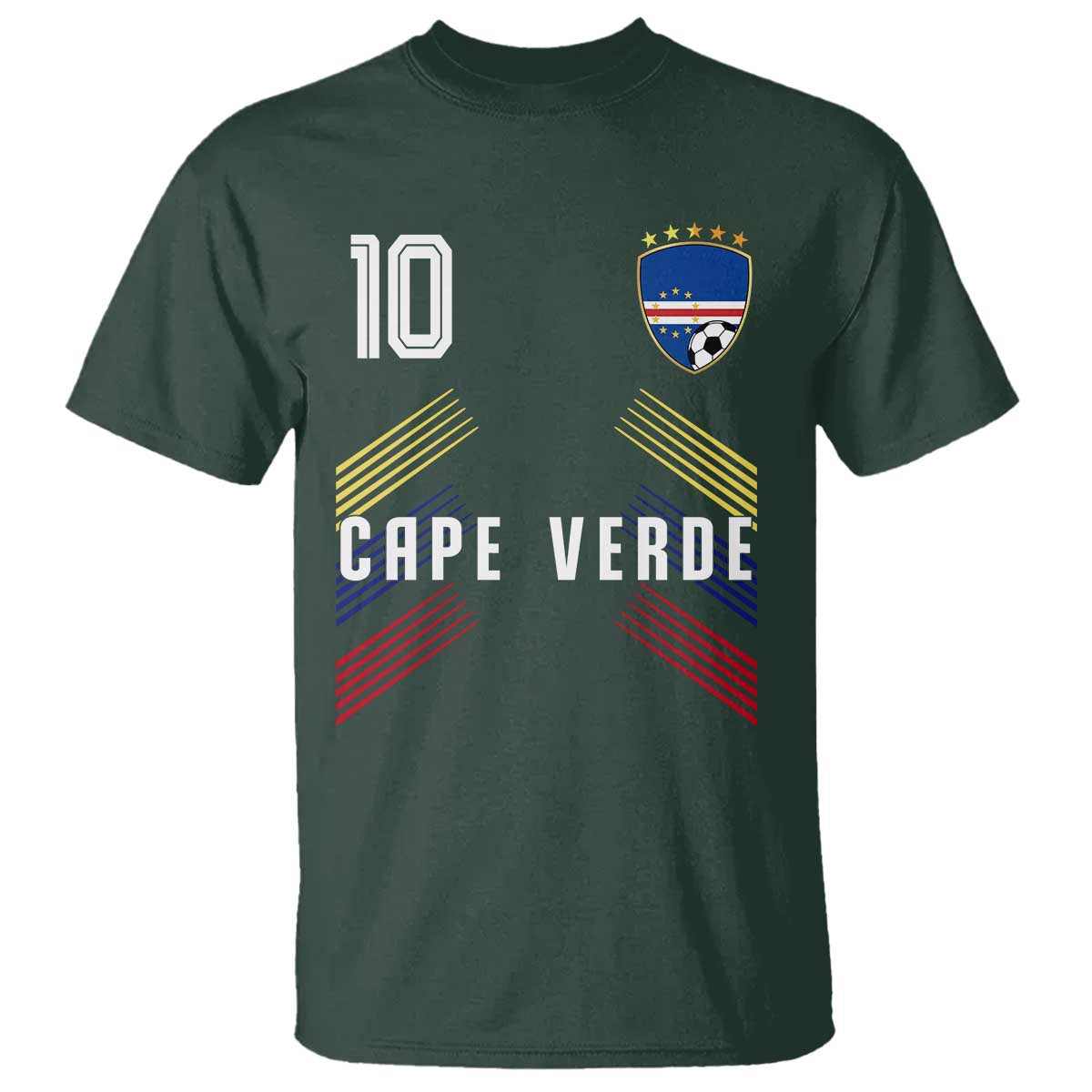 Cabo Verde Football Crest Pride Jersey Style T Shirt Cape Verde Soccer Fan Number 10 Athletic