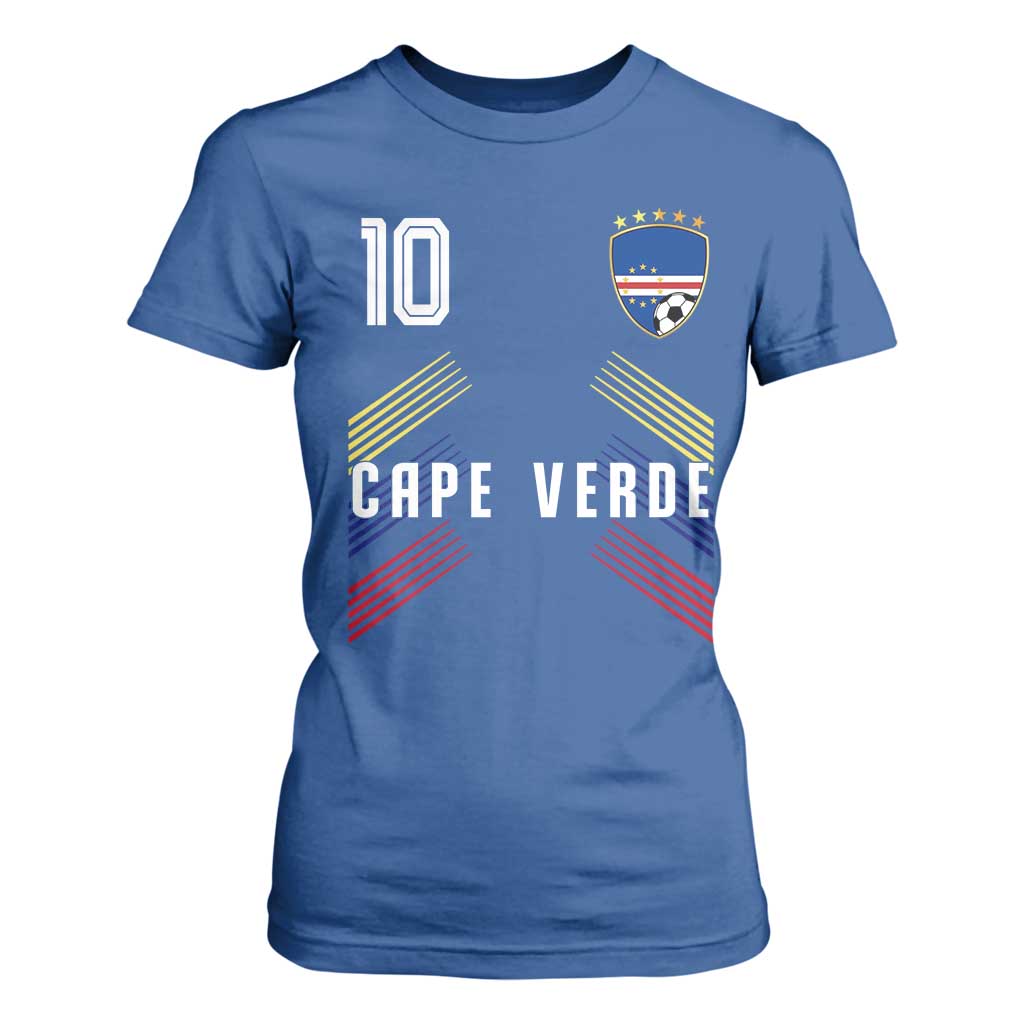 Cabo Verde Football Crest Pride Jersey Style T Shirt For Women Cape Verde Soccer Fan Number 10 Athletic