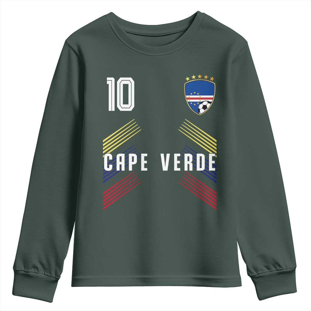 Cabo Verde Football Crest Pride Jersey Style Youth Sweatshirt Cape Verde Soccer Fan Number 10 Athletic