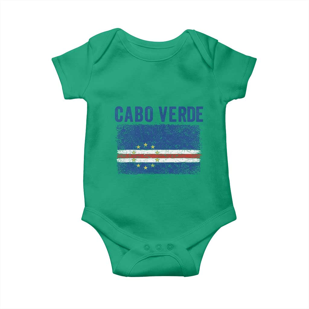 Cabo Verde Distressed Flag National Pride Baby Onesie Cape Verde Heritage Pride Retro Grunge Graphic