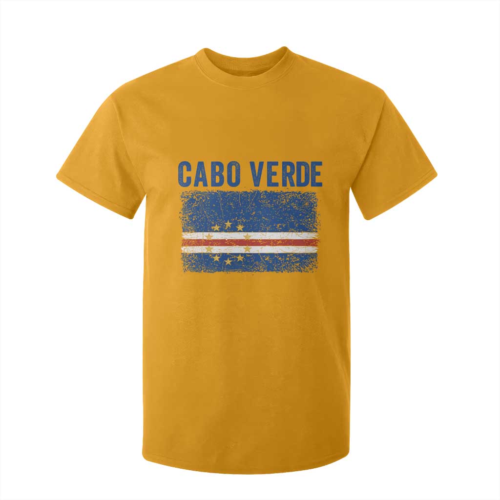 Cabo Verde Distressed Flag National Pride T Shirt For Kid Cape Verde Heritage Pride Retro Grunge Graphic