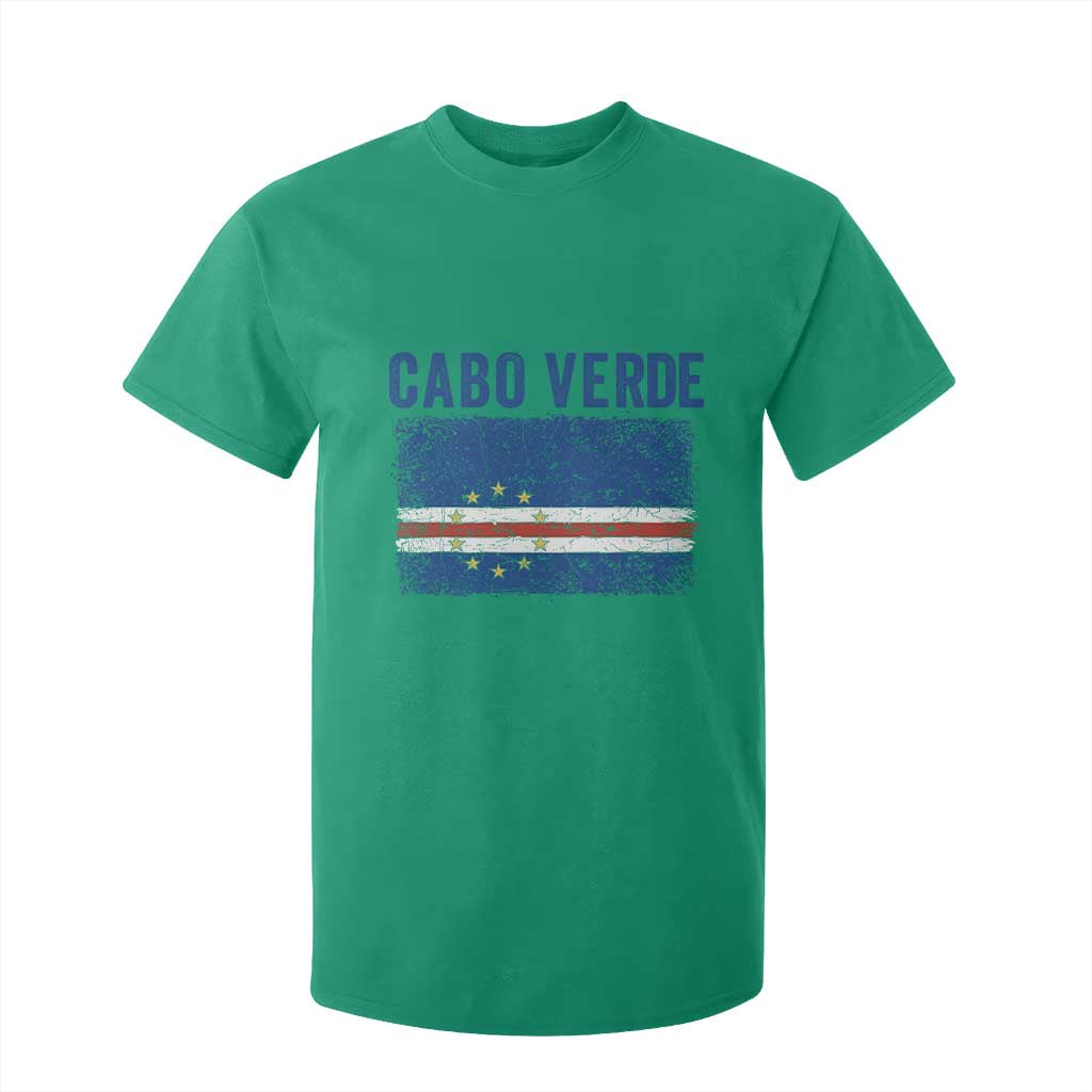 Cabo Verde Distressed Flag National Pride T Shirt For Kid Cape Verde Heritage Pride Retro Grunge Graphic