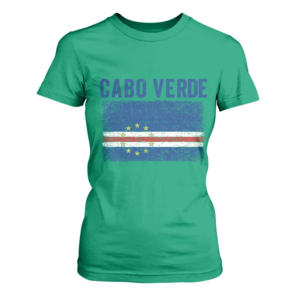 Cabo Verde Distressed Flag National Pride T Shirt For Women Cape Verde Heritage Pride Retro Grunge Graphic