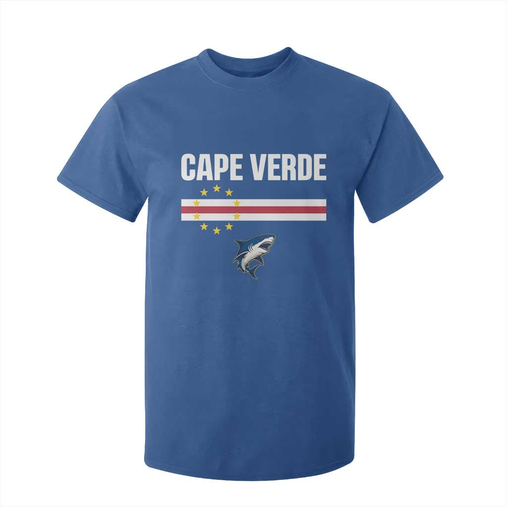 Cape Verde Flag Blue Shark Heritage T Shirt For Kid Cabo Verde Verdean Pride Soccer Football Fans
