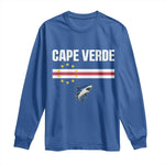 Cape Verde Flag Blue Shark Heritage Long Sleeve Shirt Cabo Verde Verdean Pride Soccer Football Fans