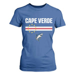 Cape Verde Flag Blue Shark Heritage T Shirt For Women Cabo Verde Verdean Pride Soccer Football Fans
