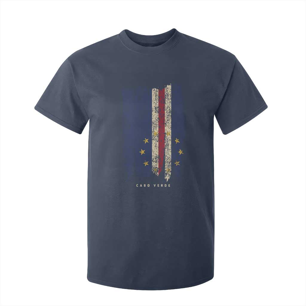 Cape Verde Vertical Brush Stroke Flag Graphic T Shirt For Kid Cabo Verde National Pride Artistic Gift