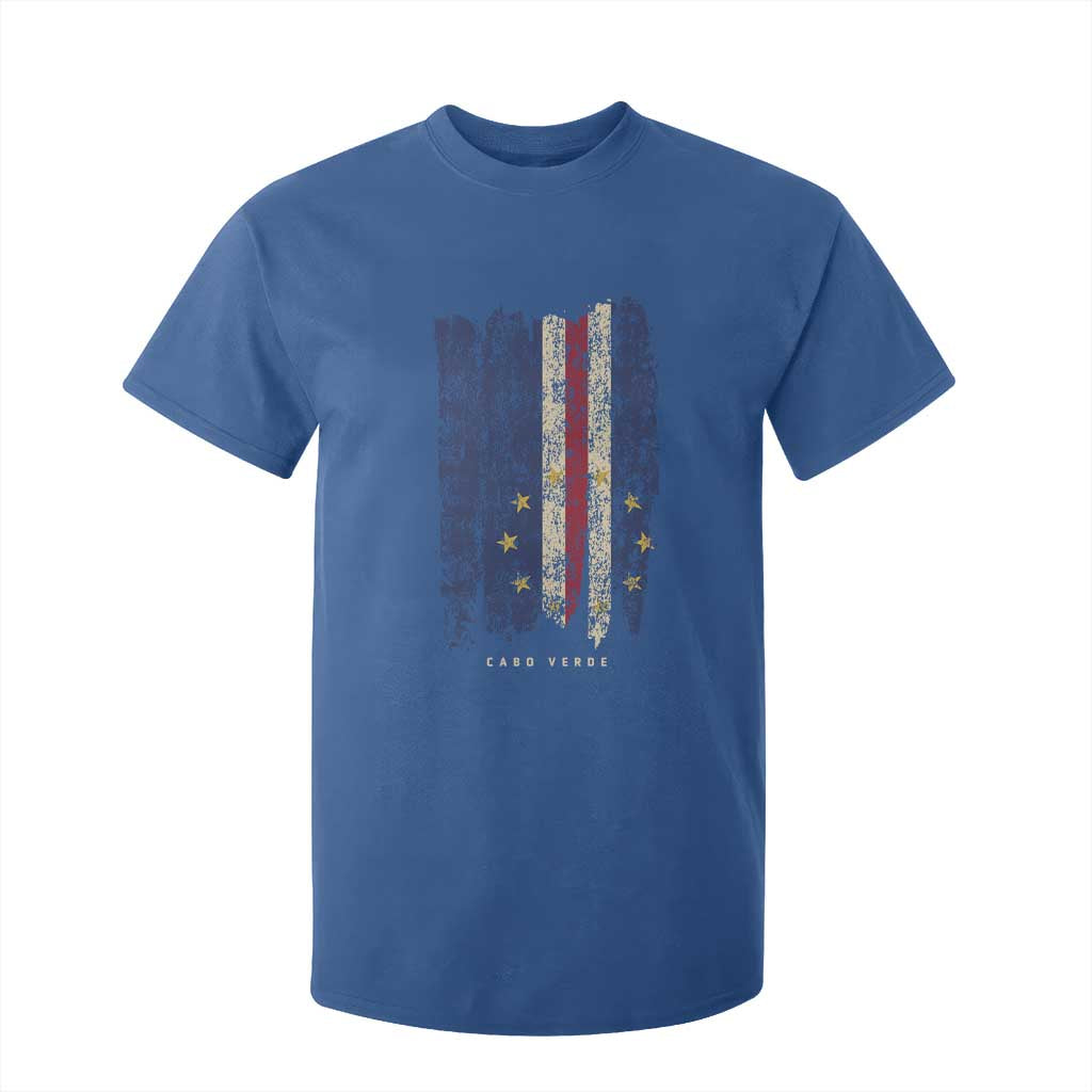 Cape Verde Vertical Brush Stroke Flag Graphic T Shirt For Kid Cabo Verde National Pride Artistic Gift