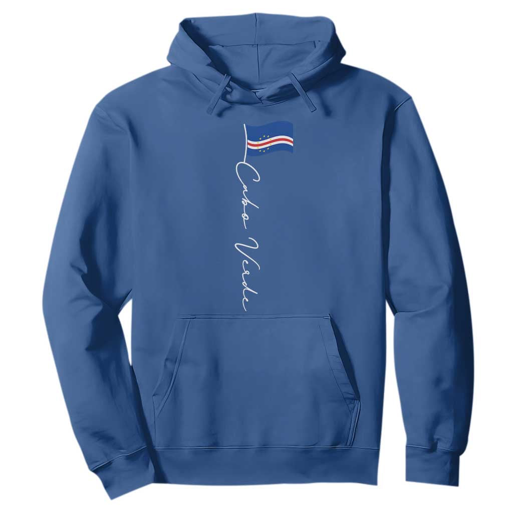 Cabo Verde Elegant Script Flag Graphic Hoodie Cape Verde Minimalist Cursive National Pride Gift