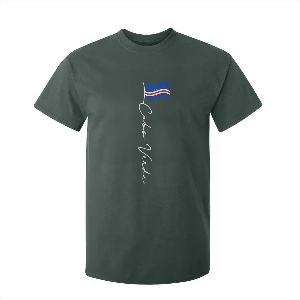 Cabo Verde Elegant Script Flag Graphic T Shirt For Kid Cape Verde Minimalist Cursive National Pride Gift