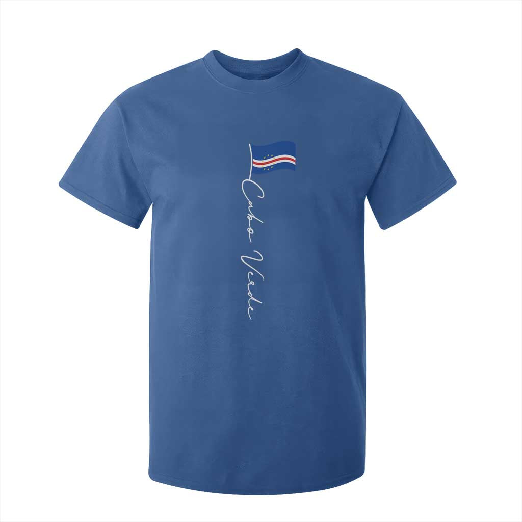 Cabo Verde Elegant Script Flag Graphic T Shirt For Kid Cape Verde Minimalist Cursive National Pride Gift
