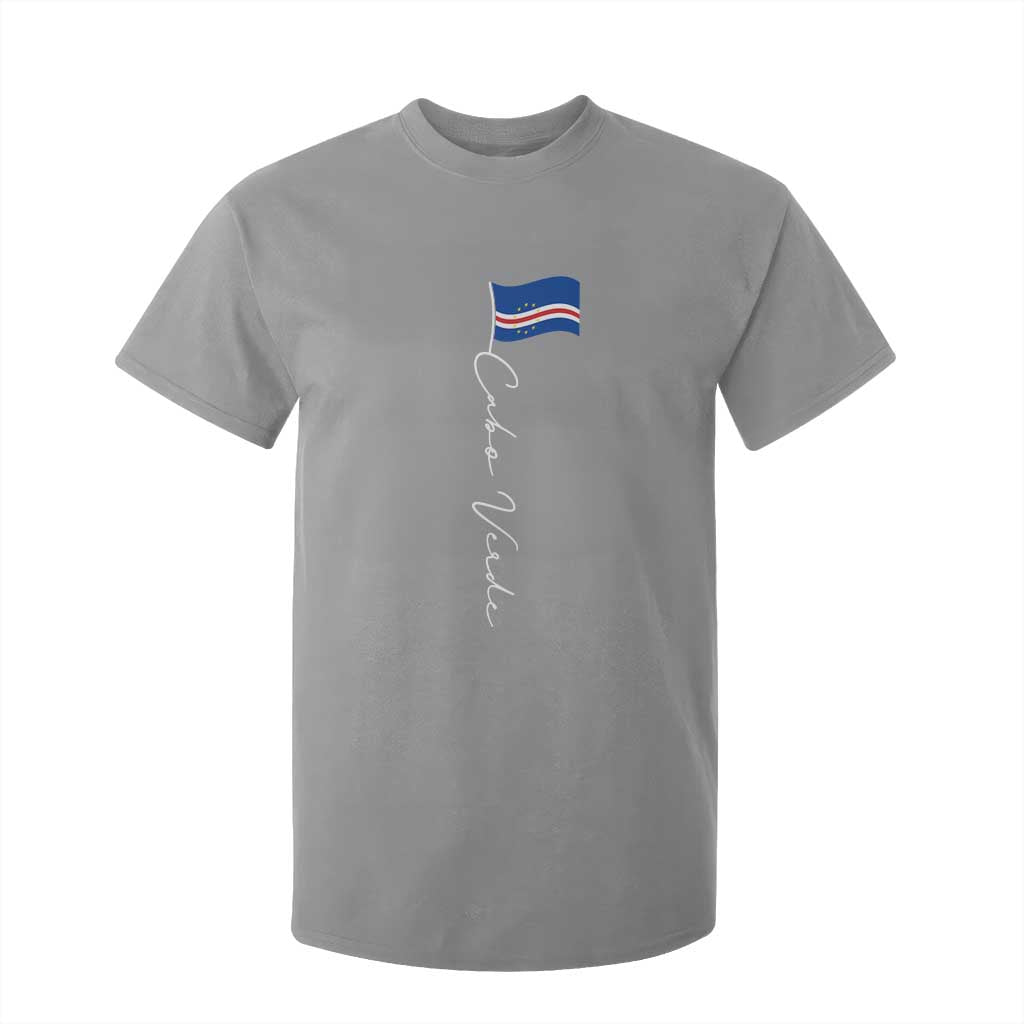 Cabo Verde Elegant Script Flag Graphic T Shirt For Kid Cape Verde Minimalist Cursive National Pride Gift