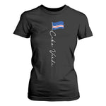 Cabo Verde Elegant Script Flag Graphic T Shirt For Women Cape Verde Minimalist Cursive National Pride Gift