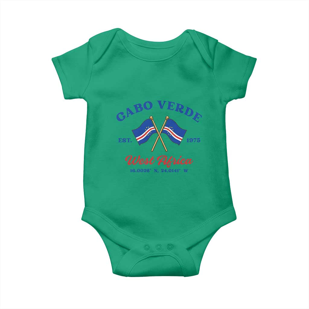 Cabo Verde West Africa Crossed Flags Baby Onesie Cape Verde Est 1975 Retro National Pride