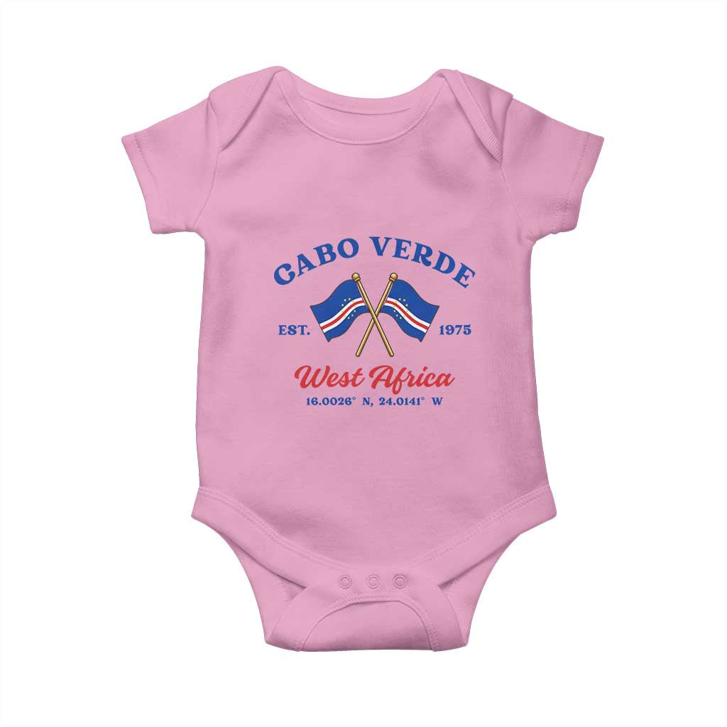 Cabo Verde West Africa Crossed Flags Baby Onesie Cape Verde Est 1975 Retro National Pride