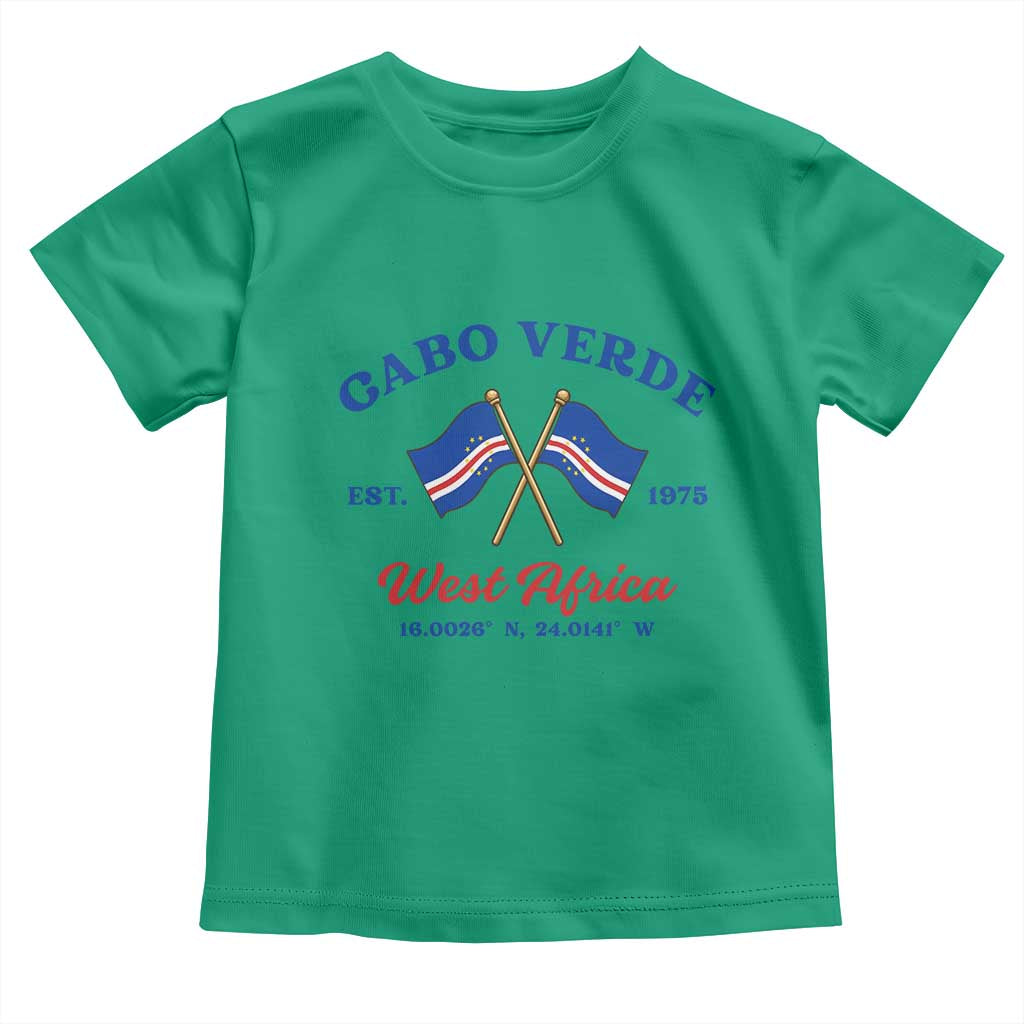 Cabo Verde West Africa Crossed Flags Toddler T Shirt Cape Verde Est 1975 Retro National Pride