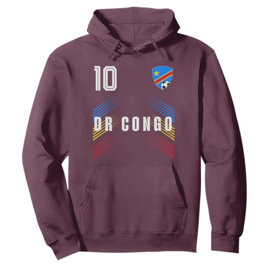 DR Congo Soccer Sports Graphic Number 10 Jersey Style Hoodie Proud Congolese Football Fans Game Day Pride