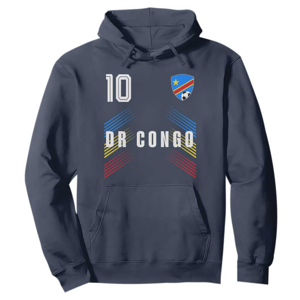 DR Congo Soccer Sports Graphic Number 10 Jersey Style Hoodie Proud Congolese Football Fans Game Day Pride