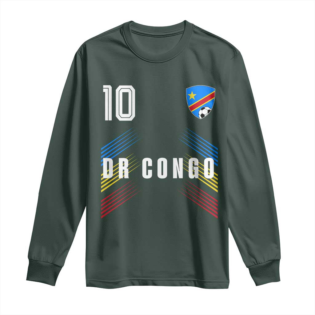 DR Congo Soccer Sports Graphic Number 10 Jersey Style Long Sleeve Shirt Proud Congolese Football Fans Game Day Pride