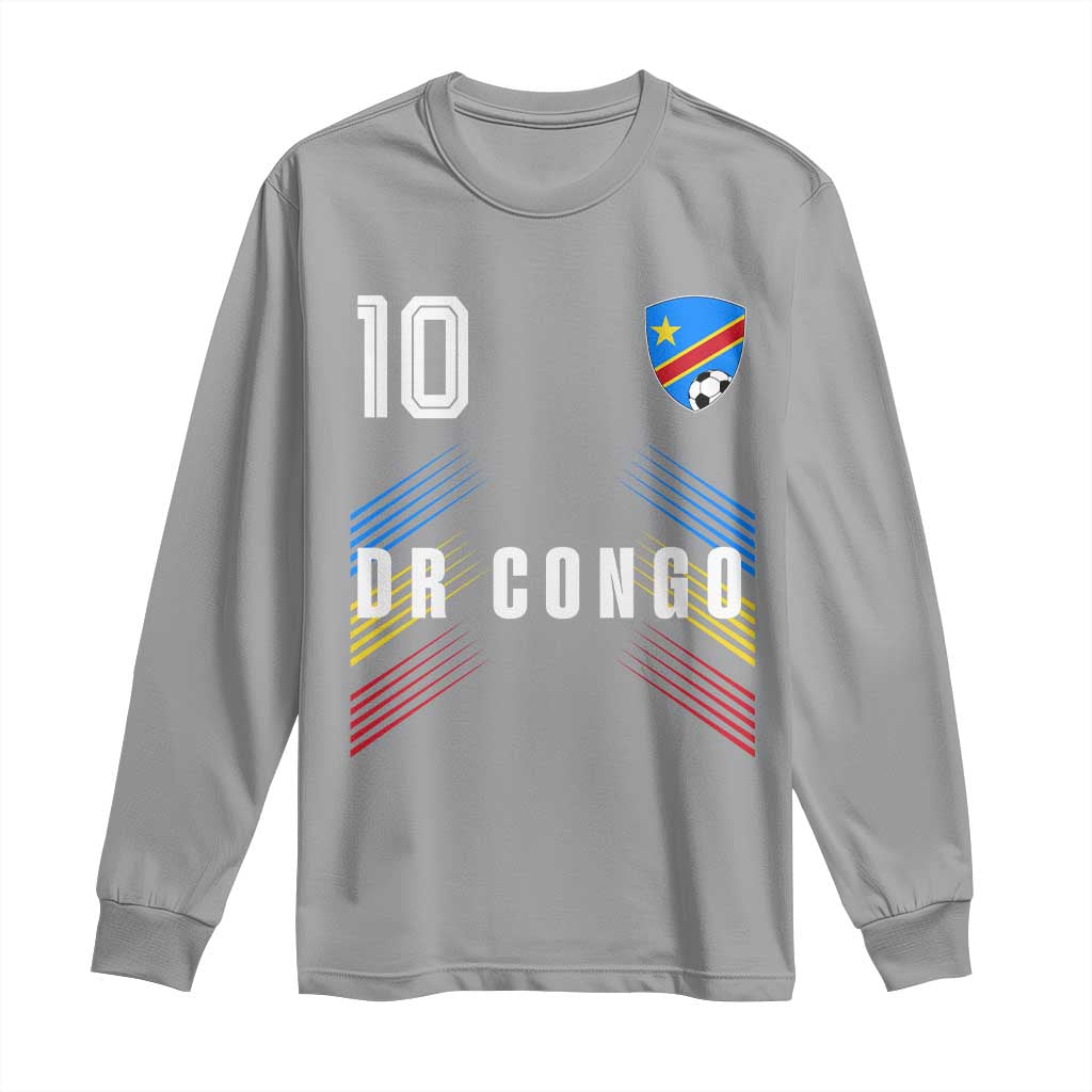 DR Congo Soccer Sports Graphic Number 10 Jersey Style Long Sleeve Shirt Proud Congolese Football Fans Game Day Pride