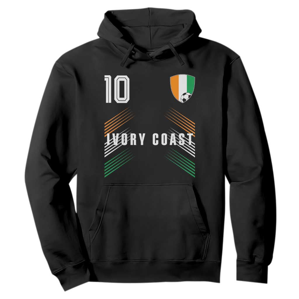 Ivory Coast Soccer Sports Graphic Number 10 Jersey Style Hoodie Proud Ivorian Cote d'Ivoire Football Fans Game Day Pride