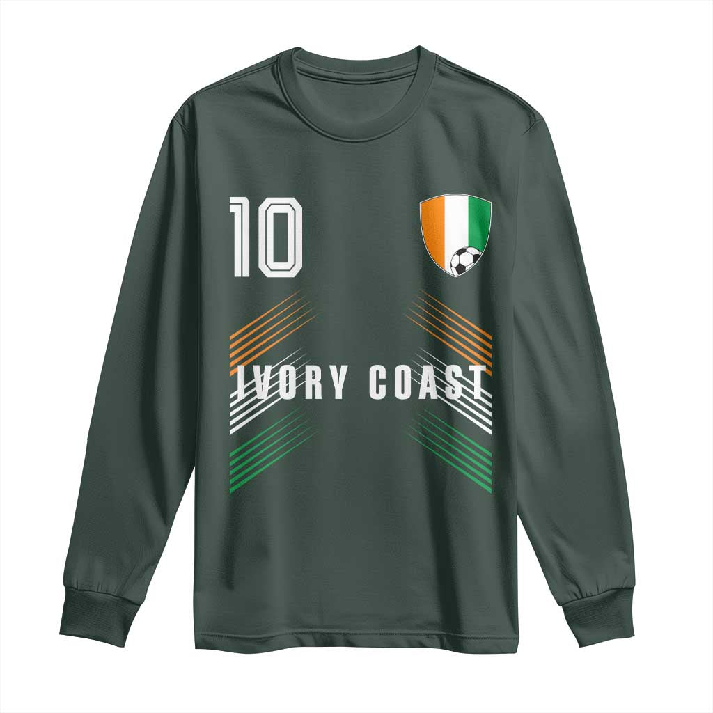 Ivory Coast Soccer Sports Graphic Number 10 Jersey Style Long Sleeve Shirt Proud Ivorian Cote d'Ivoire Football Fans Game Day Pride