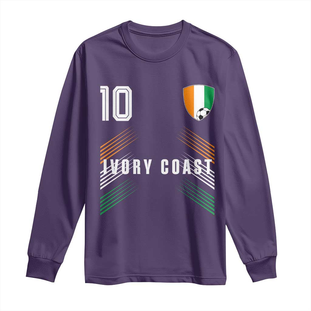 Ivory Coast Soccer Sports Graphic Number 10 Jersey Style Long Sleeve Shirt Proud Ivorian Cote d'Ivoire Football Fans Game Day Pride