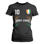 Ivory Coast Soccer Sports Graphic Number 10 Jersey Style T Shirt For Women Proud Ivorian Cote d'Ivoire Football Fans Game Day Pride