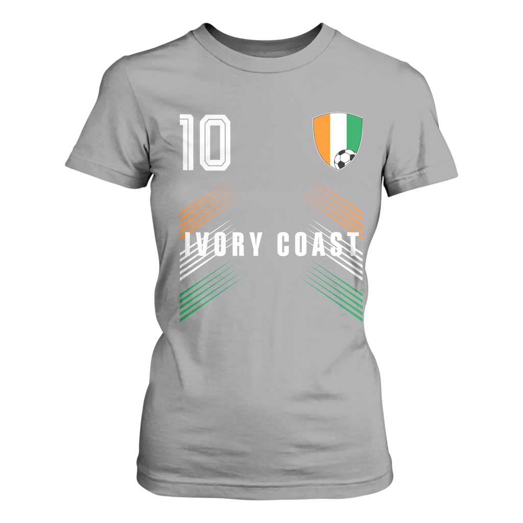 Ivory Coast Soccer Sports Graphic Number 10 Jersey Style T Shirt For Women Proud Ivorian Cote d'Ivoire Football Fans Game Day Pride