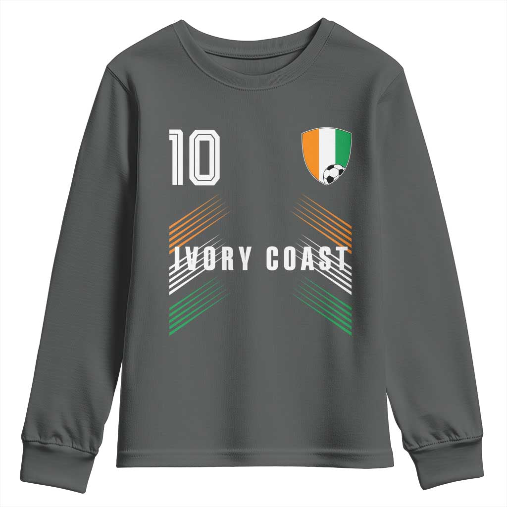 Ivory Coast Soccer Sports Graphic Number 10 Jersey Style Youth Sweatshirt Proud Ivorian Cote d'Ivoire Football Fans Game Day Pride