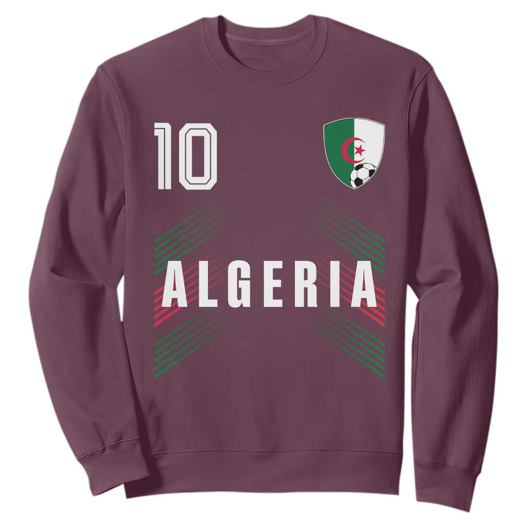 Algeria Soccer Sports Graphic Number 10 Jersey Style Sweatshirt Proud Algerian Football Fans Game Day Maghreb Pride
