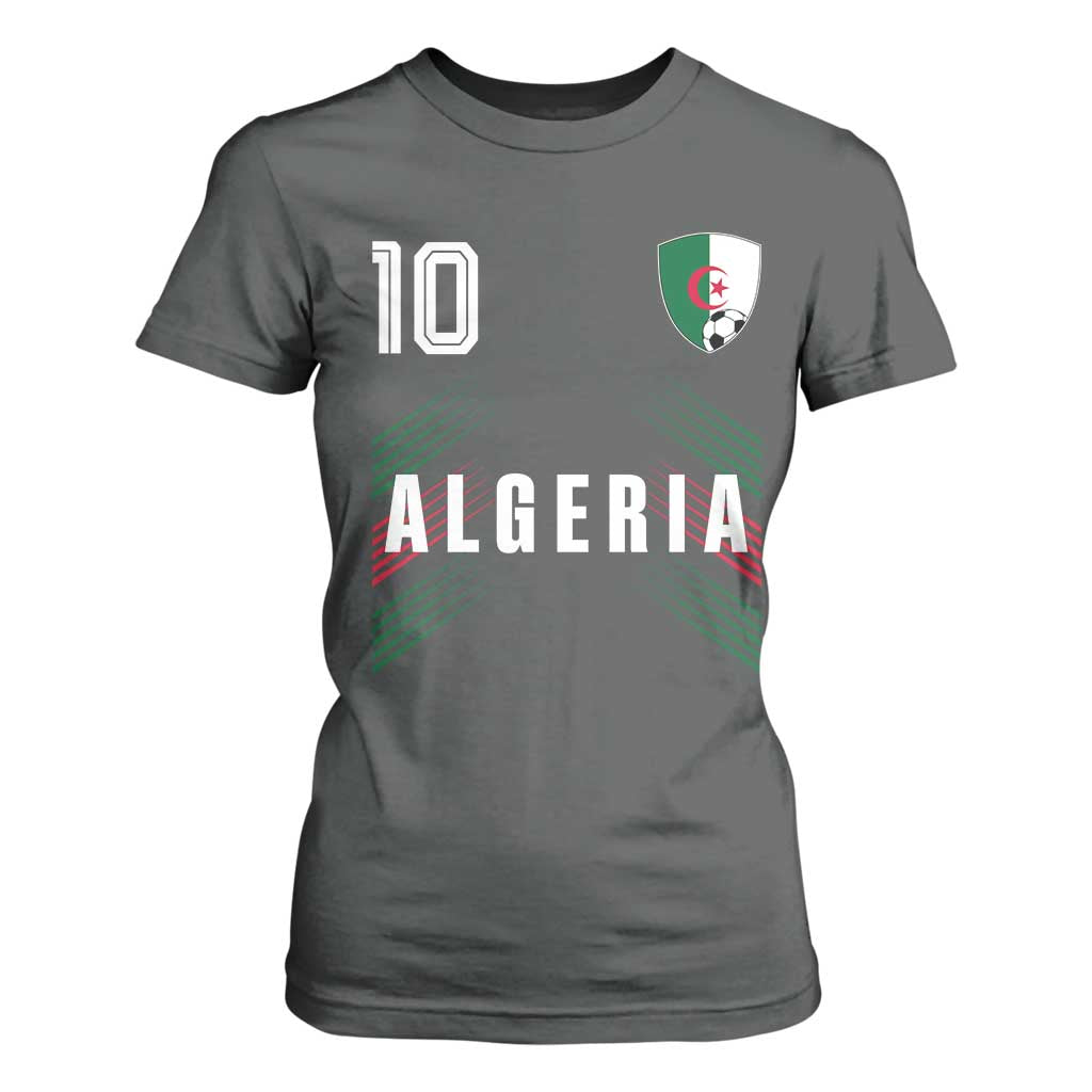 Algeria Soccer Sports Graphic Number 10 Jersey Style T Shirt For Women Proud Algerian Football Fans Game Day Maghreb Pride