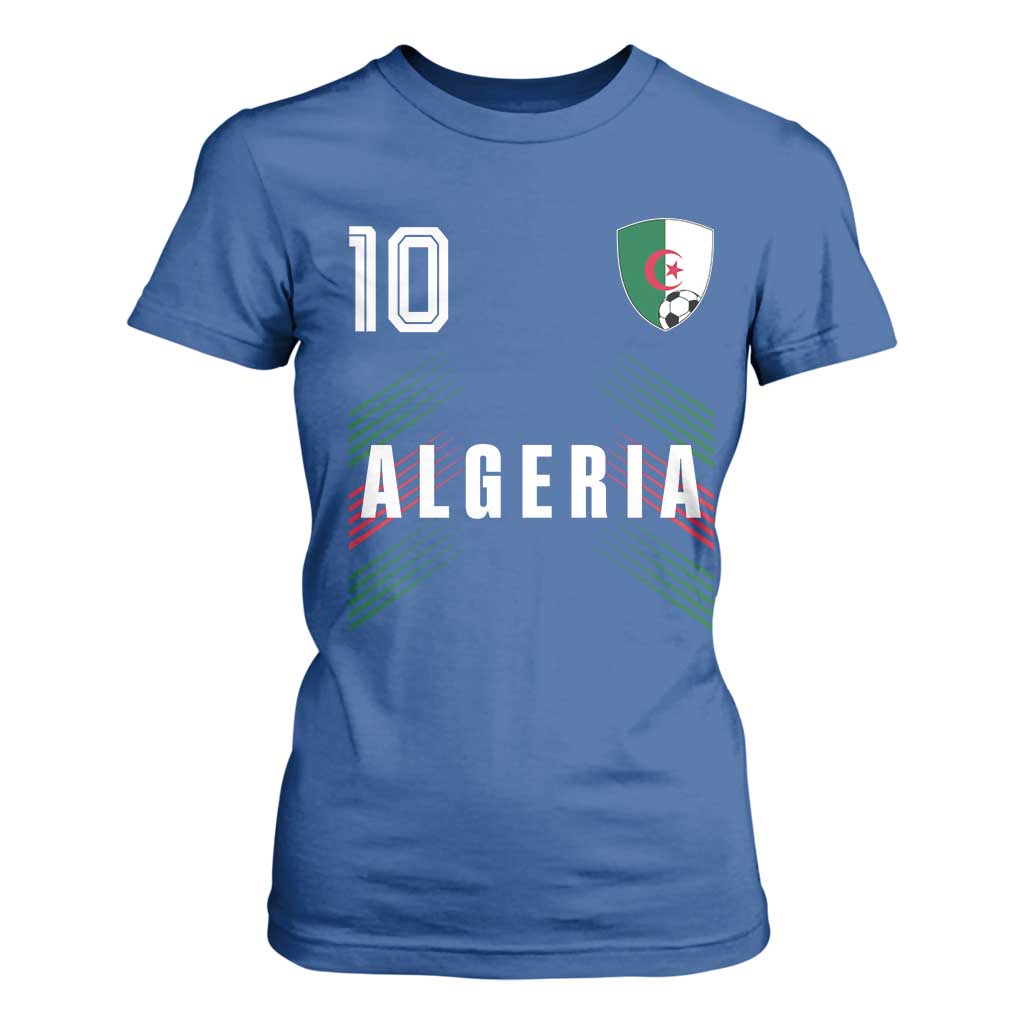 Algeria Soccer Sports Graphic Number 10 Jersey Style T Shirt For Women Proud Algerian Football Fans Game Day Maghreb Pride