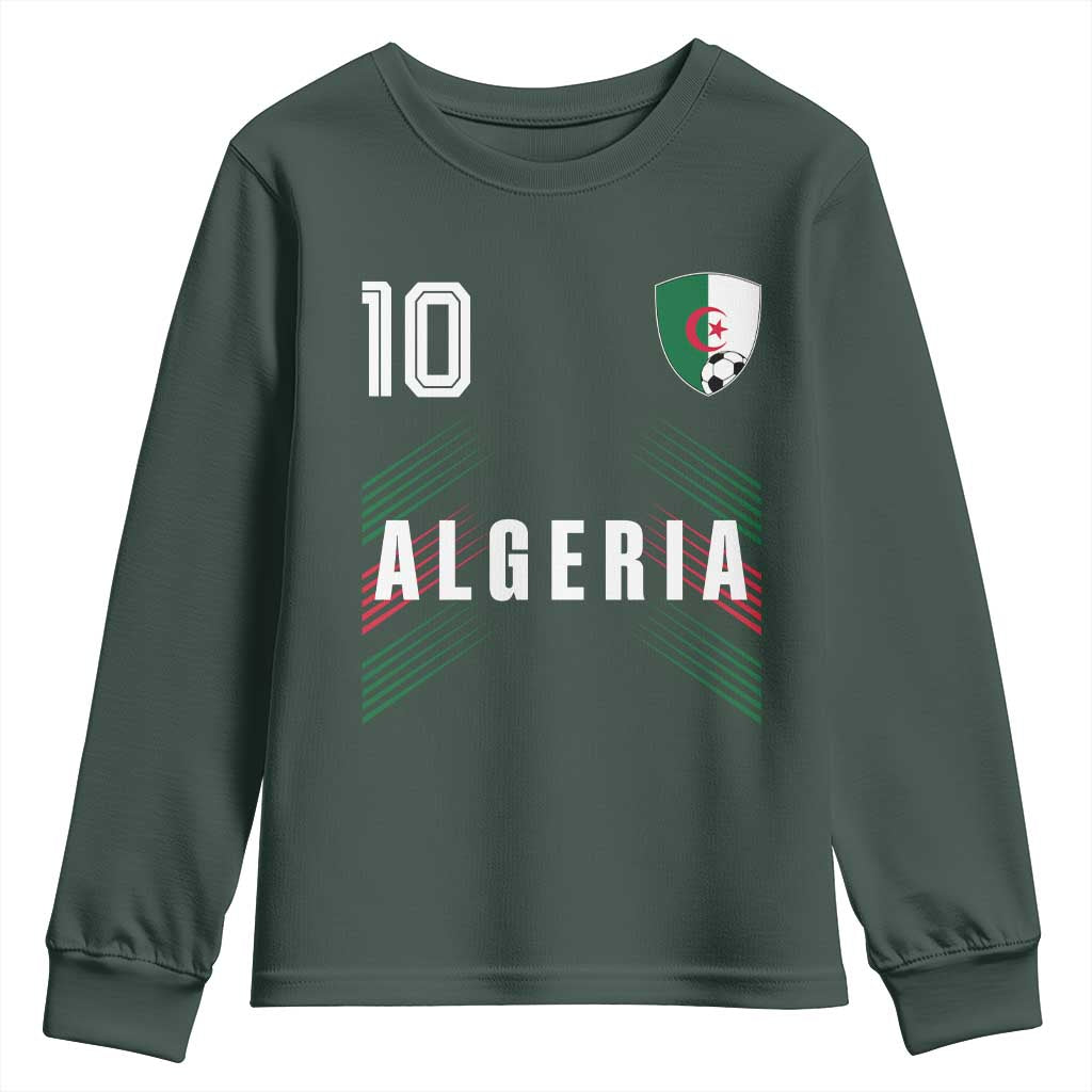 Algeria Soccer Sports Graphic Number 10 Jersey Style Youth Sweatshirt Proud Algerian Football Fans Game Day Maghreb Pride