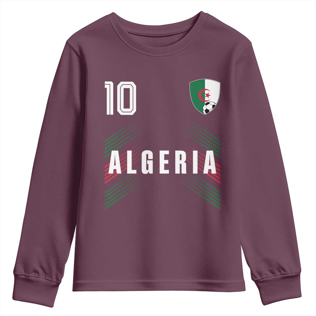 Algeria Soccer Sports Graphic Number 10 Jersey Style Youth Sweatshirt Proud Algerian Football Fans Game Day Maghreb Pride