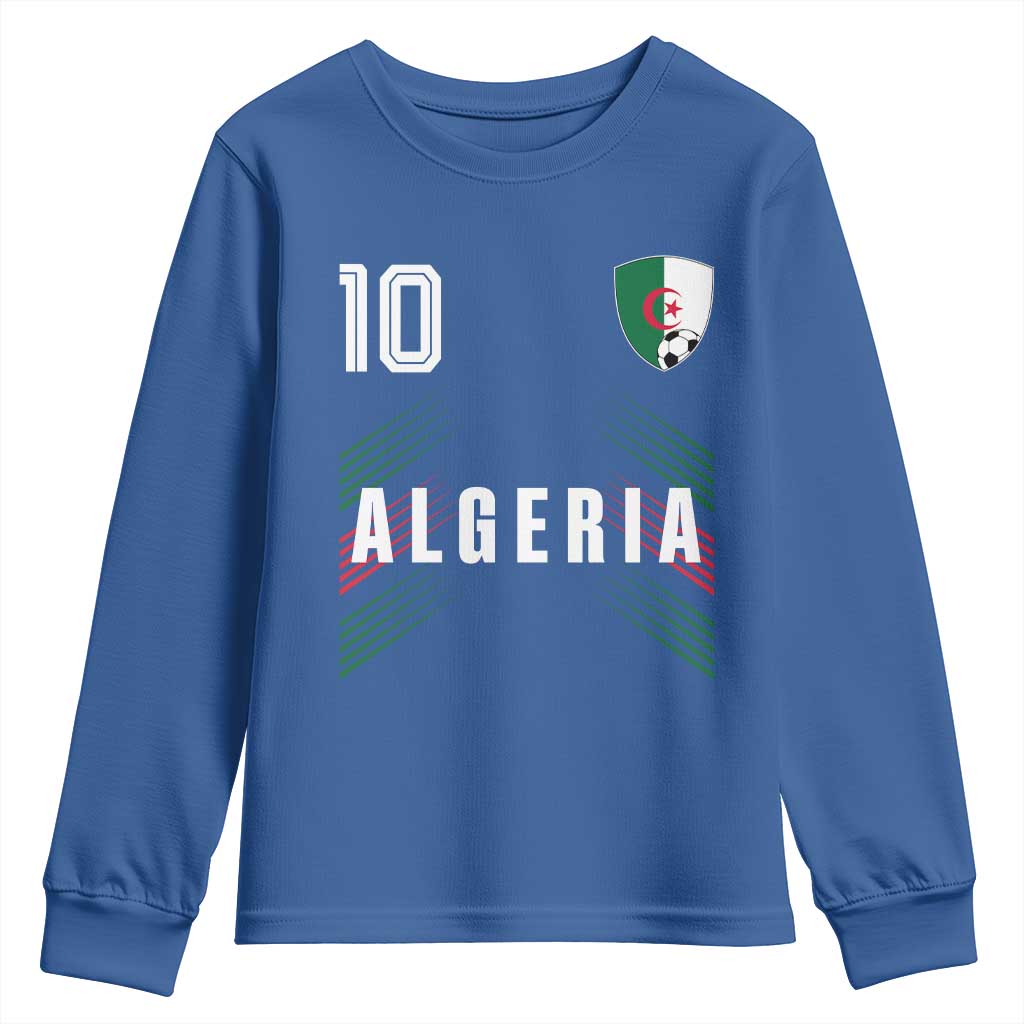Algeria Soccer Sports Graphic Number 10 Jersey Style Youth Sweatshirt Proud Algerian Football Fans Game Day Maghreb Pride