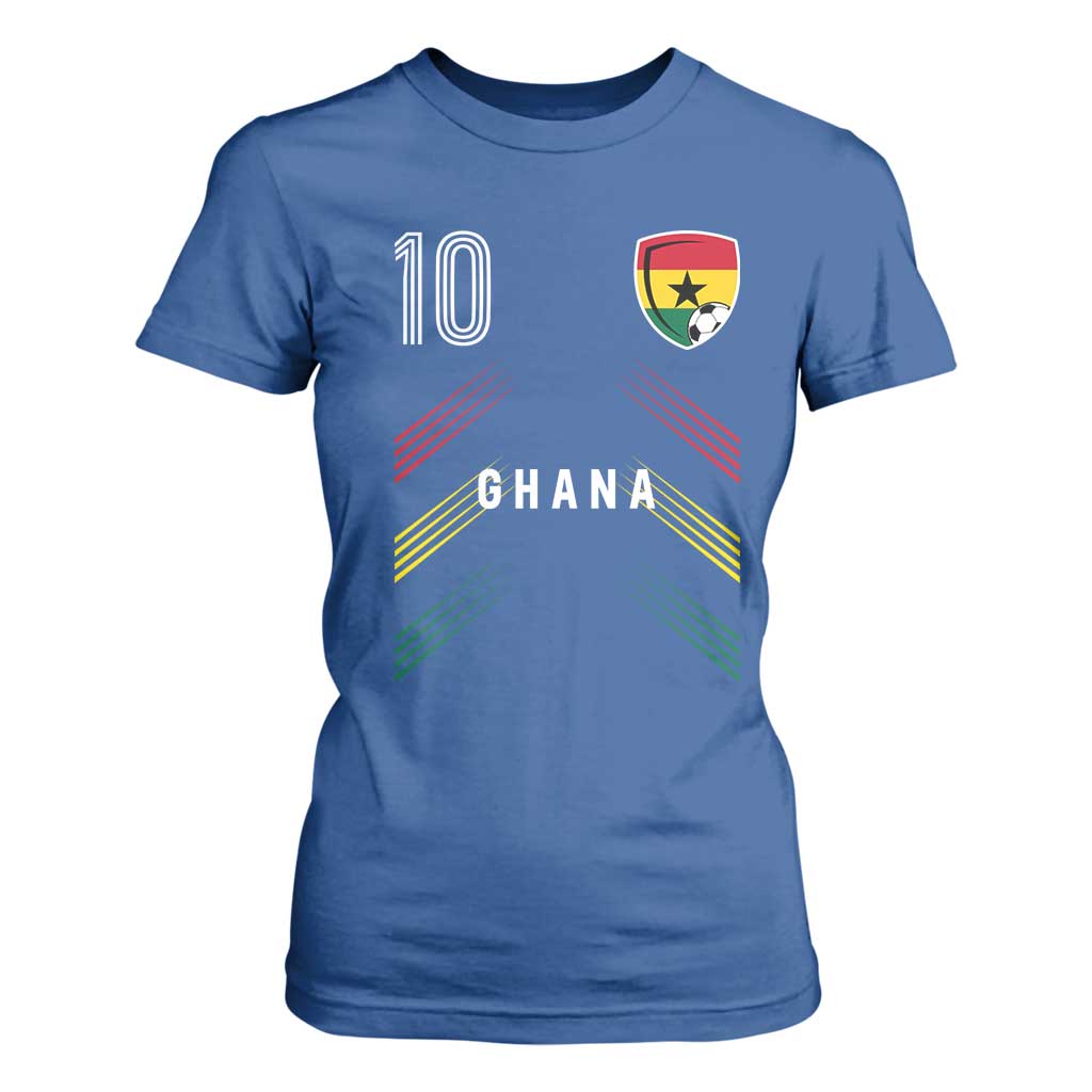 Ghana Soccer Sports Graphic Number 10 Jersey Style T Shirt For Women Proud Ghanaian Football Fans Game Day Pride