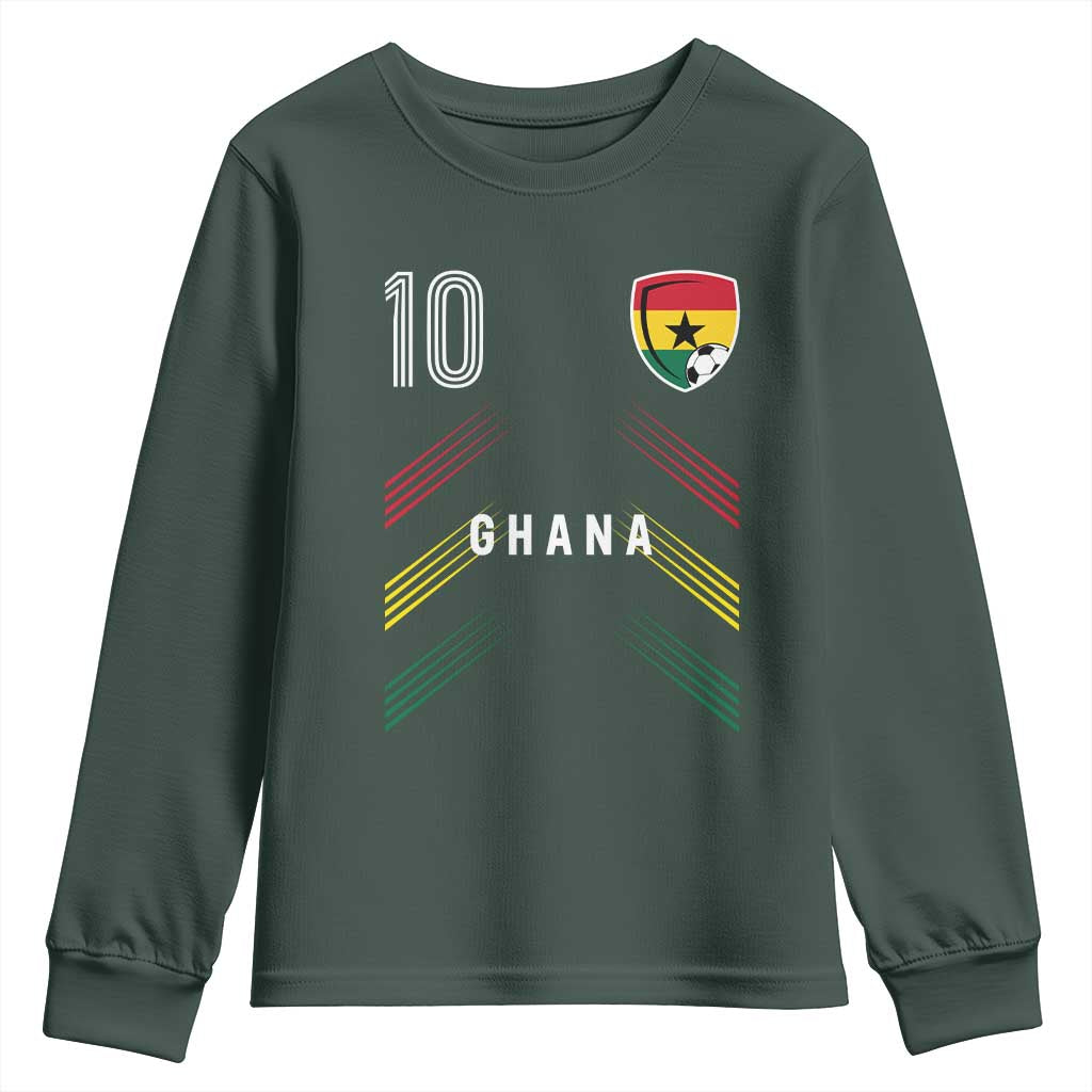 Ghana Soccer Sports Graphic Number 10 Jersey Style Youth Sweatshirt Proud Ghanaian Football Fans Game Day Pride
