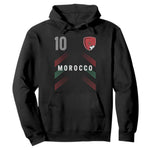 Morocco Soccer Sports Graphic Number 10 Jersey Style Hoodie Proud Moroccan Football Fans Game Day Maghreb Pride