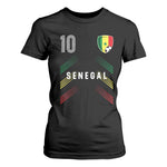 Senegal Soccer Sports Graphic Number 10 Jersey Style T Shirt For Women Proud Senegalese Football Fans Game Day Pride